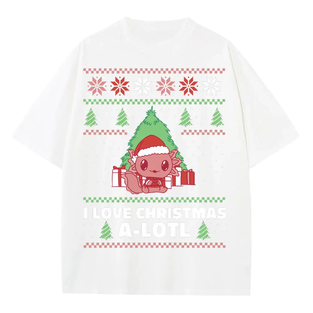 Axolotlchristmas Heavyweight Oversized White Graphic Tee