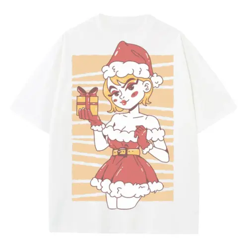 Blondesexysanta Heavyweight Oversized White Graphic Tee
