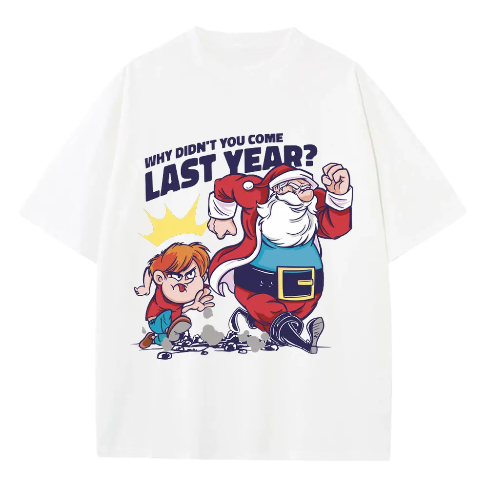 Boy Santa Heavyweight Oversized White Graphic Tee