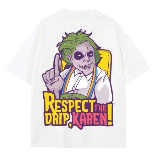Beetle Respect Drip Heavyweight Oversized White Graphic Tee