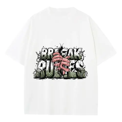 Break The Rules Heavyweight Oversized White Graphic Tee