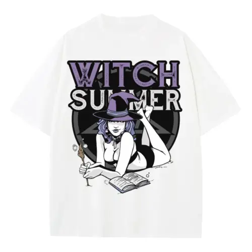 Witch Summer Heavyweight Oversized White Graphic Tee