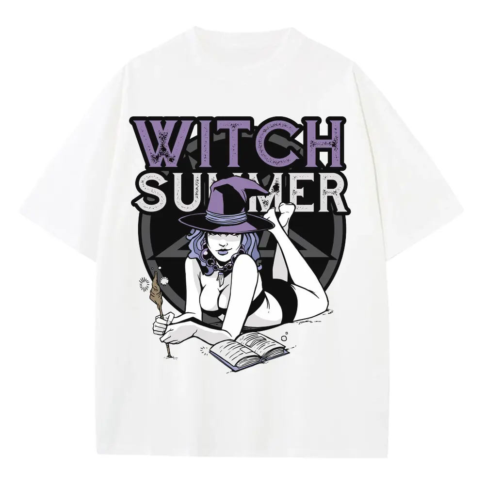 Witch Summer Heavyweight Oversized White Graphic Tee