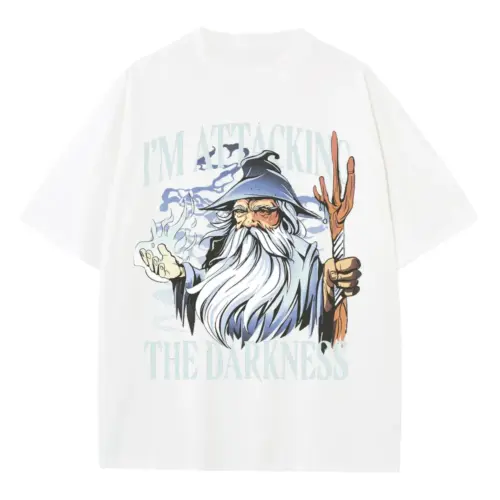 Wizard Fantasy Spell Heavyweight Oversized White Graphic Tee