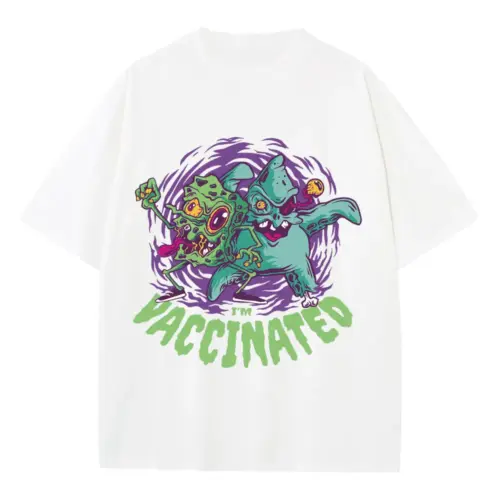 Zombie Characters Parody Heavyweight Oversized White Graphic Tee