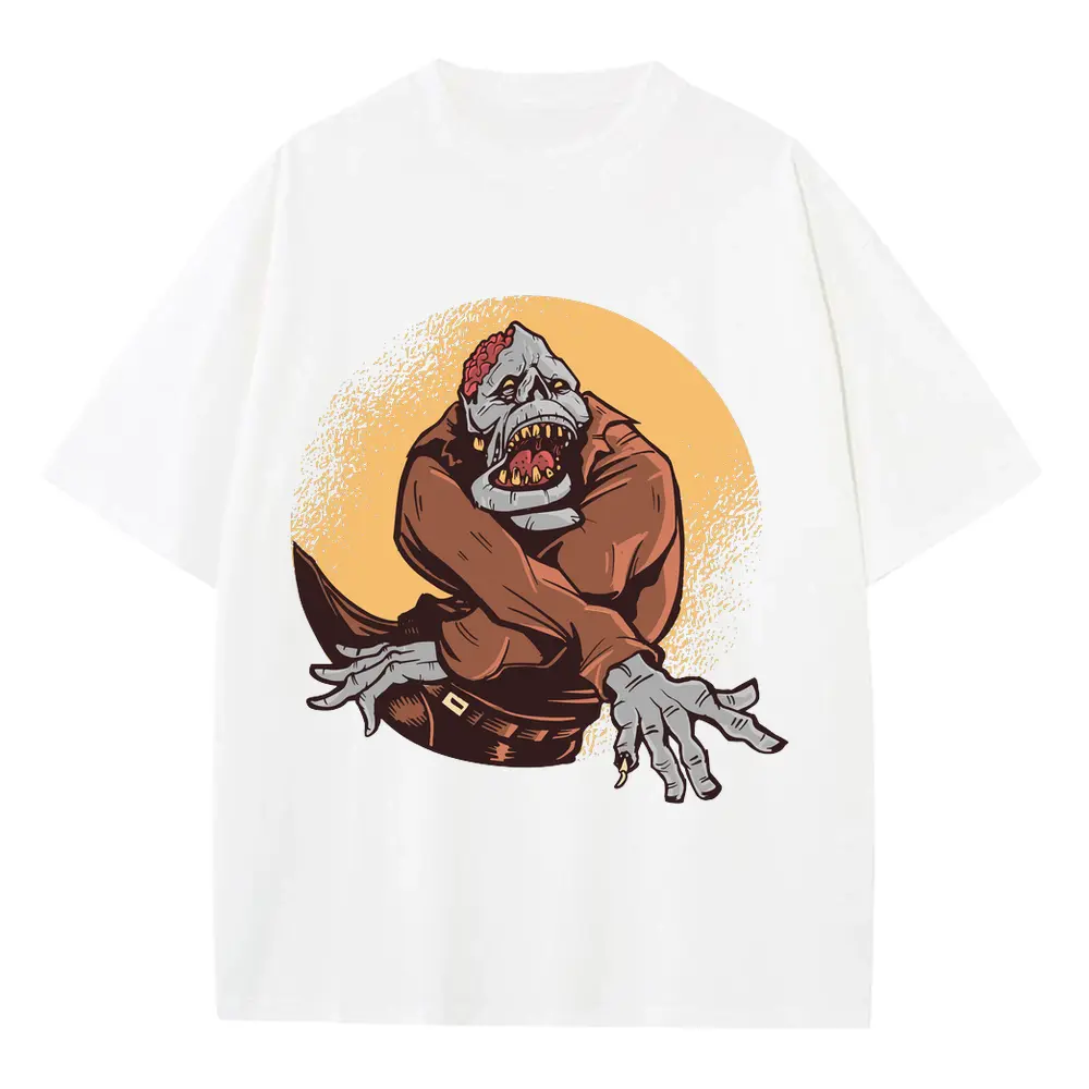 Zombie Halloween Heavyweight Oversized White Graphic Tee