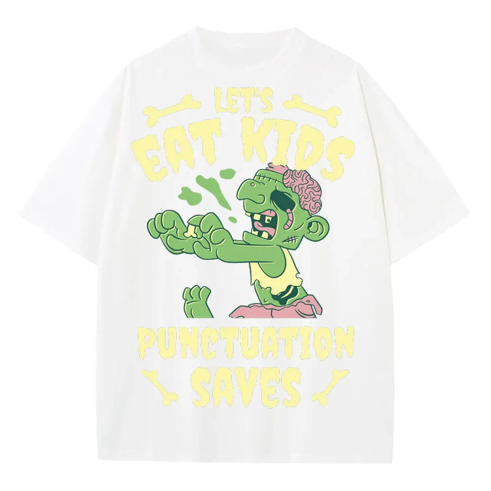 Zombieeatkids Heavyweight Oversized White Graphic Tee