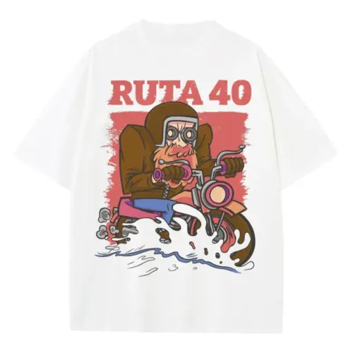 Adventure Motorcycle Heavyweight Oversized White Graphic Tee
