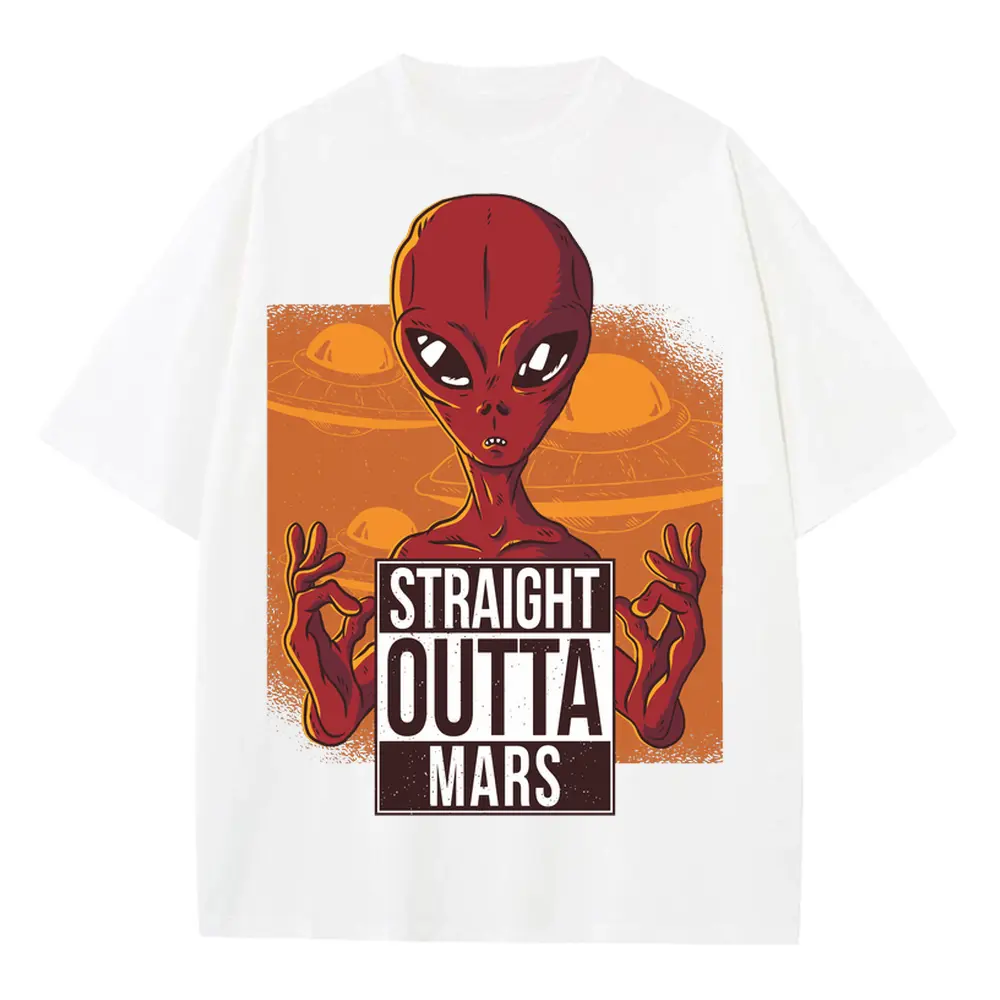 Alien 08 Hq Heavyweight Oversized White Graphic Tee