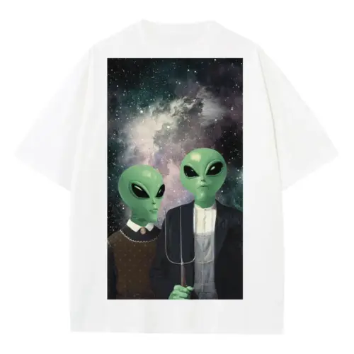 American Gothic Phonecase B Heavyweight Oversized White Graphic Tee