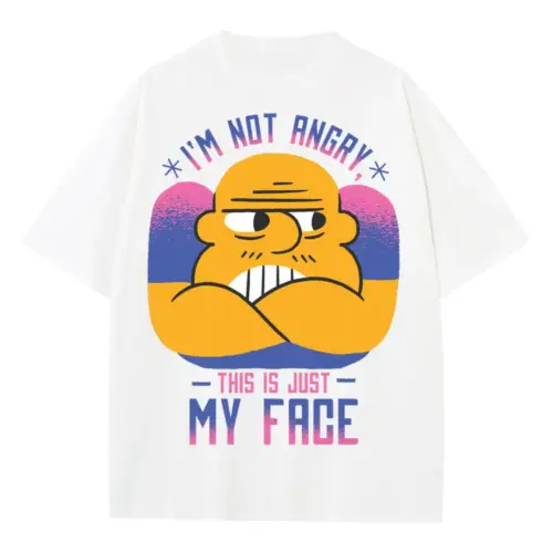 Angryman Heavyweight Oversized White Graphic Tee