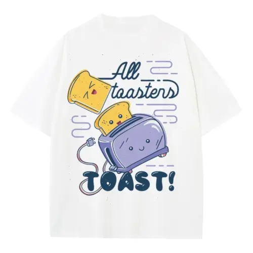 All Toasters Toast Heavyweight Oversized White Graphic Tee