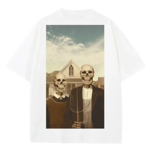 American Gothic Phonecase A Heavyweight Oversized White Graphic Tee