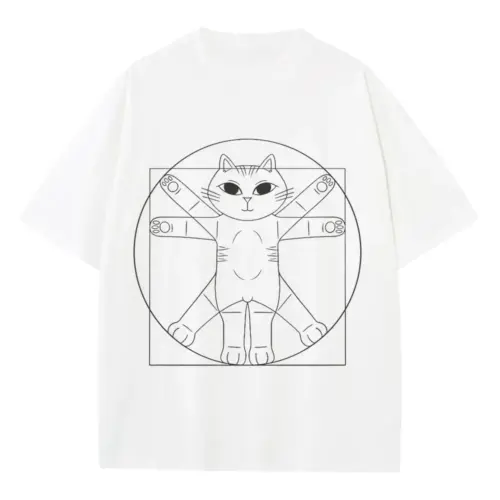 Vitruviancat Heavyweight Oversized White Graphic Tee