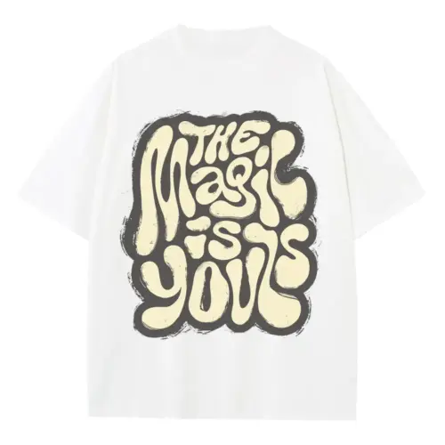 02 Lettering The Magic Is Yours Si Heavyweight Oversized White Graphic Tee