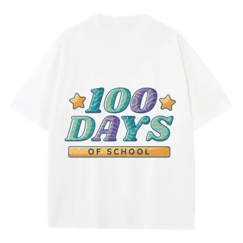 100 Days A Heavyweight Oversized White Graphic Tee