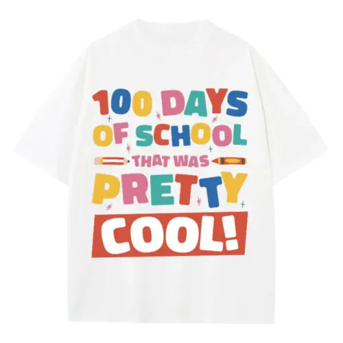 100 Days Of School Heavyweight Oversized White Graphic Tee