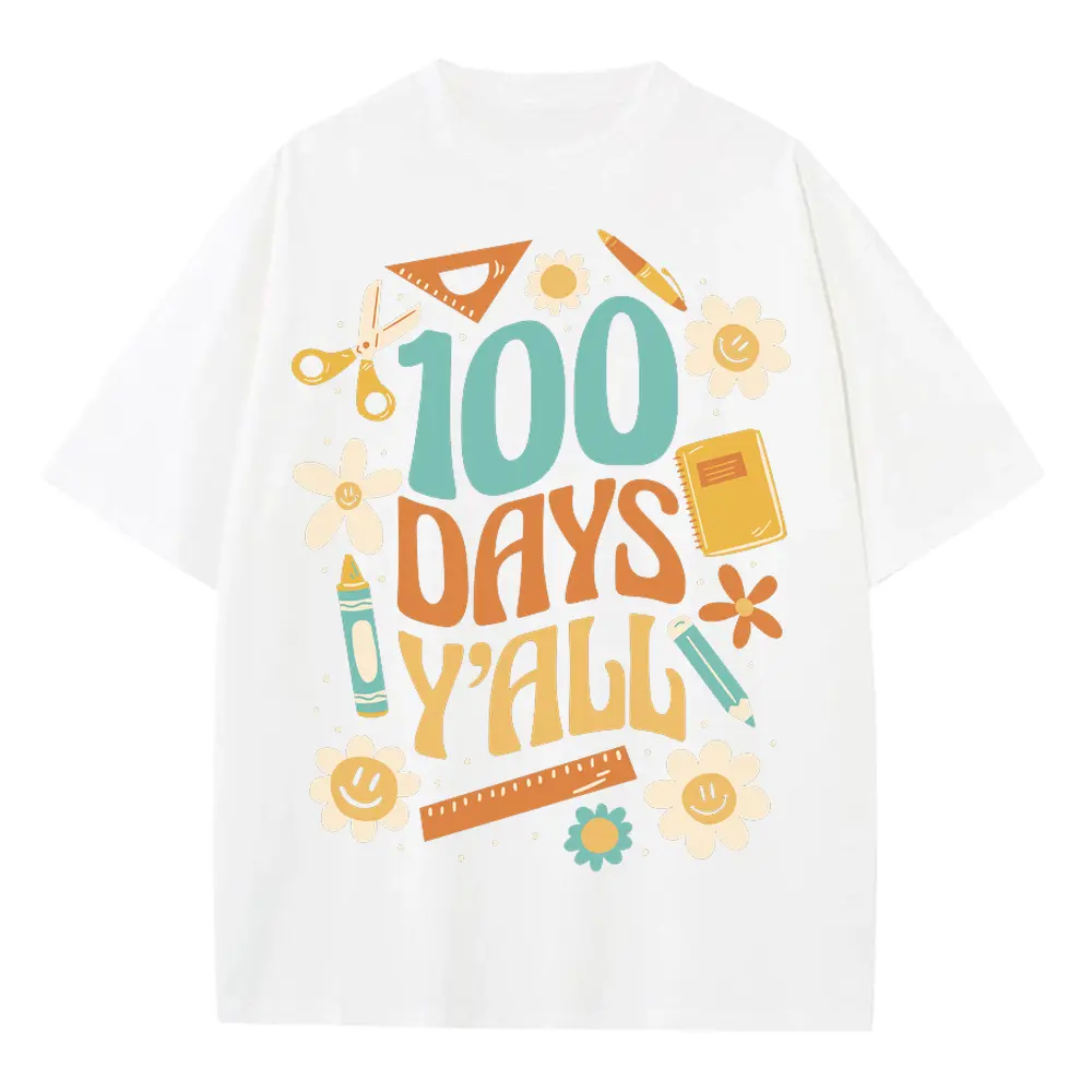 100 Days Heavyweight Oversized White Graphic Tee