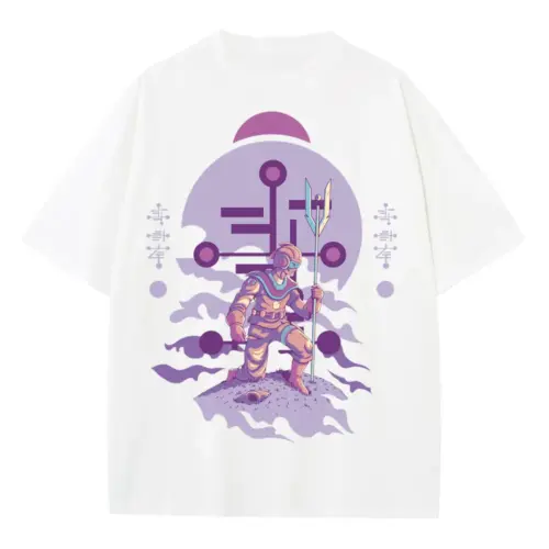 Alien Invasion E Heavyweight Oversized White Graphic Tee