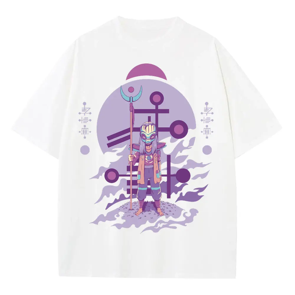 Alien Invasion B Heavyweight Oversized White Graphic Tee