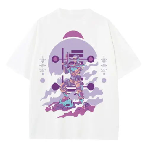 Alien Invasion C Heavyweight Oversized White Graphic Tee