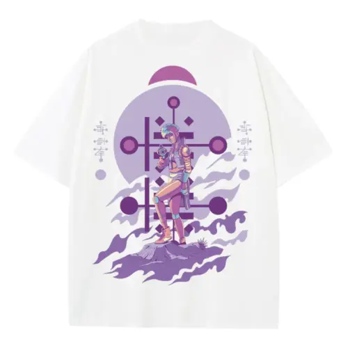 Alien Invasion F Heavyweight Oversized White Graphic Tee