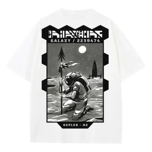 Astronauts E Heavyweight Oversized White Graphic Tee