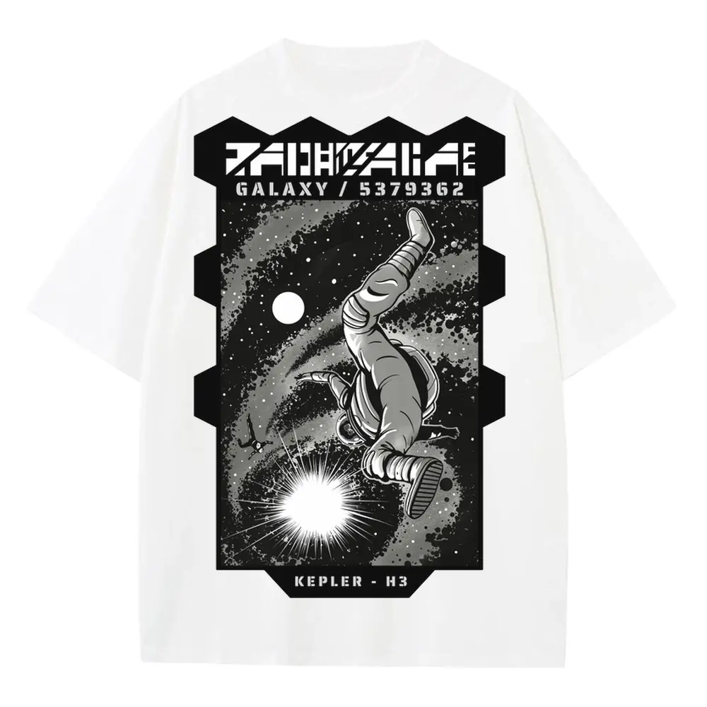Astronauts H Heavyweight Oversized White Graphic Tee