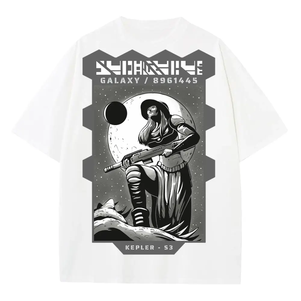 Astronauts B Heavyweight Oversized White Graphic Tee