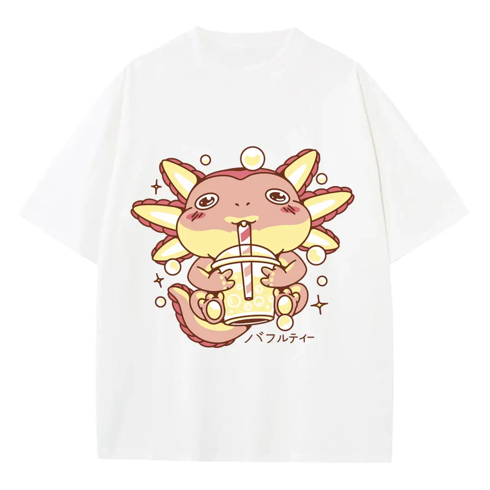 Axolotlbubbletea Heavyweight Oversized White Graphic Tee