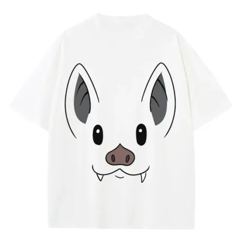 Bat Face Heavyweight Oversized White Graphic Tee