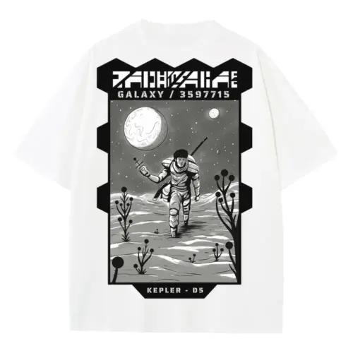 Astronauts J Heavyweight Oversized White Graphic Tee