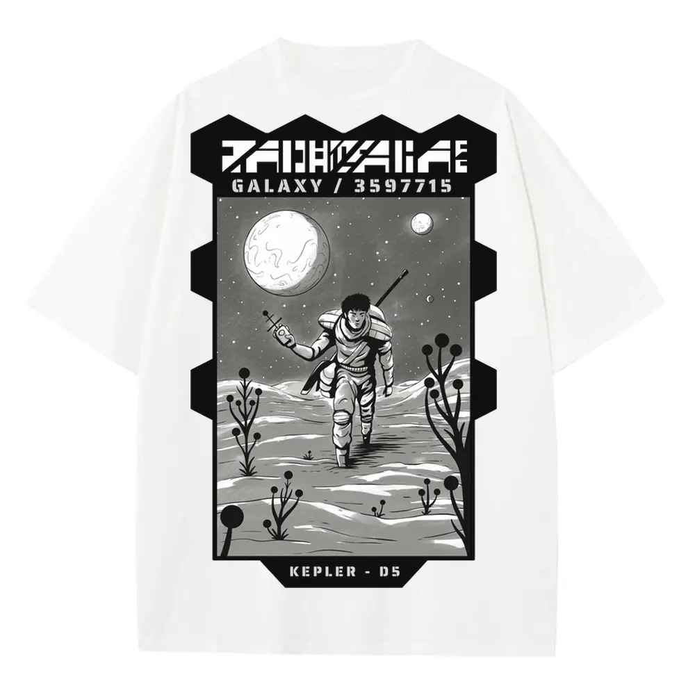 Astronauts J Heavyweight Oversized White Graphic Tee