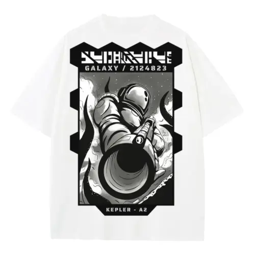 Astronauts K Heavyweight Oversized White Graphic Tee