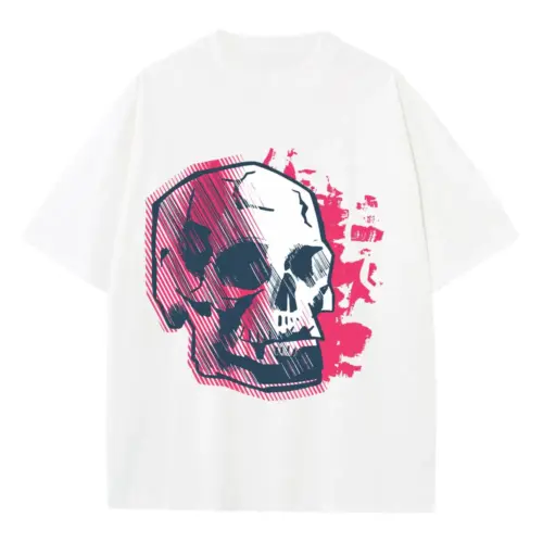 Abstractskull Heavyweight Oversized White Graphic Tee