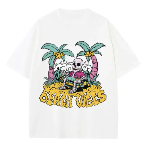 Beach Vibes Heavyweight Oversized White Graphic Tee