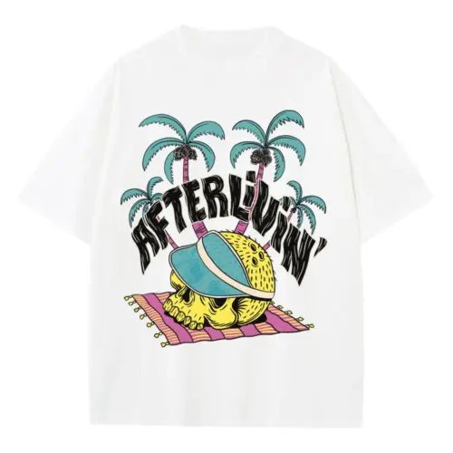 Afterlivin Heavyweight Oversized White Graphic Tee