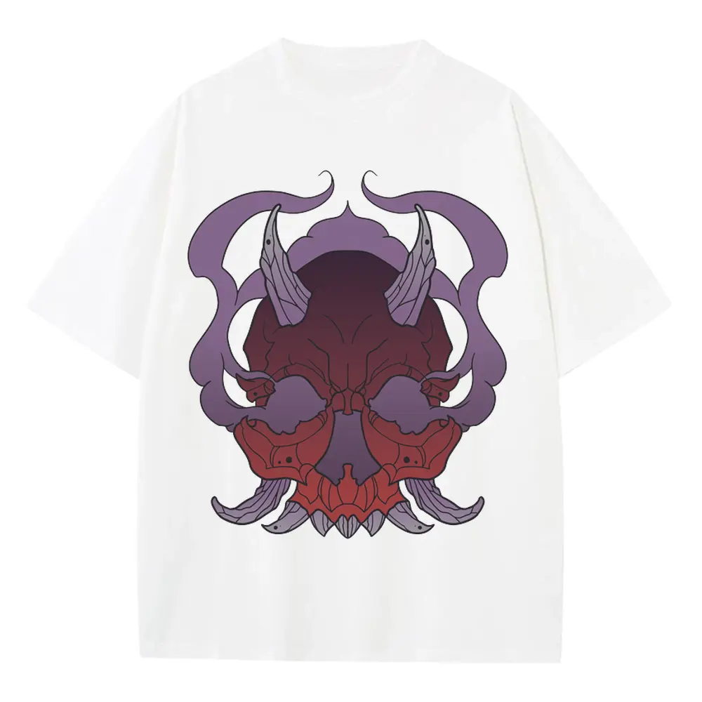 Demon Skull Halloween Heavyweight Oversized White Graphic Tee