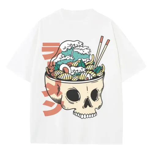 Ramenskull Heavyweight Oversized White Graphic Tee