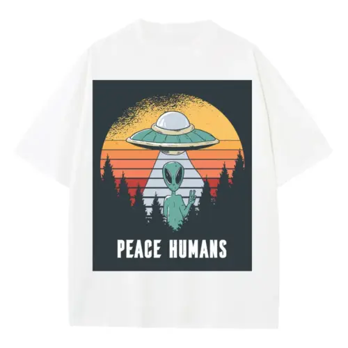Alien Heavyweight Oversized White Graphic Tee