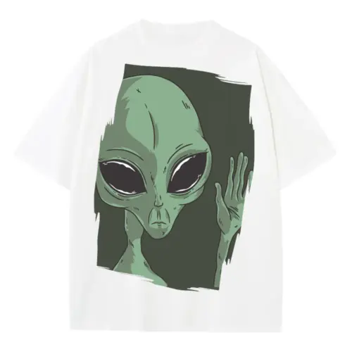 Alien Hand Heavyweight Oversized White Graphic Tee