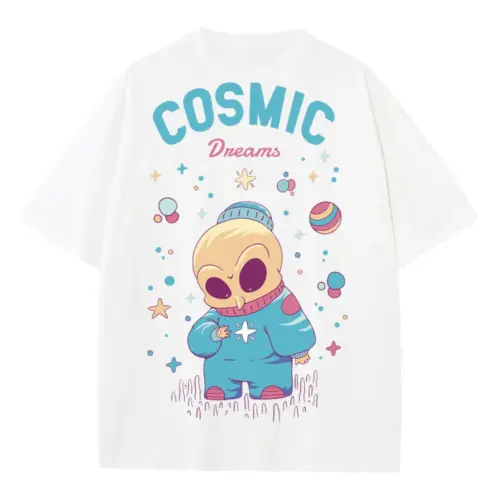 Spaceanimals D Heavyweight Oversized White Graphic Tee