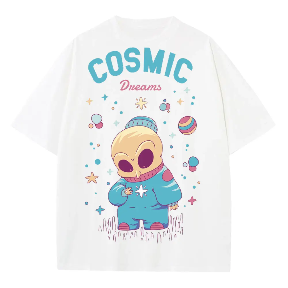 Spaceanimals D Heavyweight Oversized White Graphic Tee