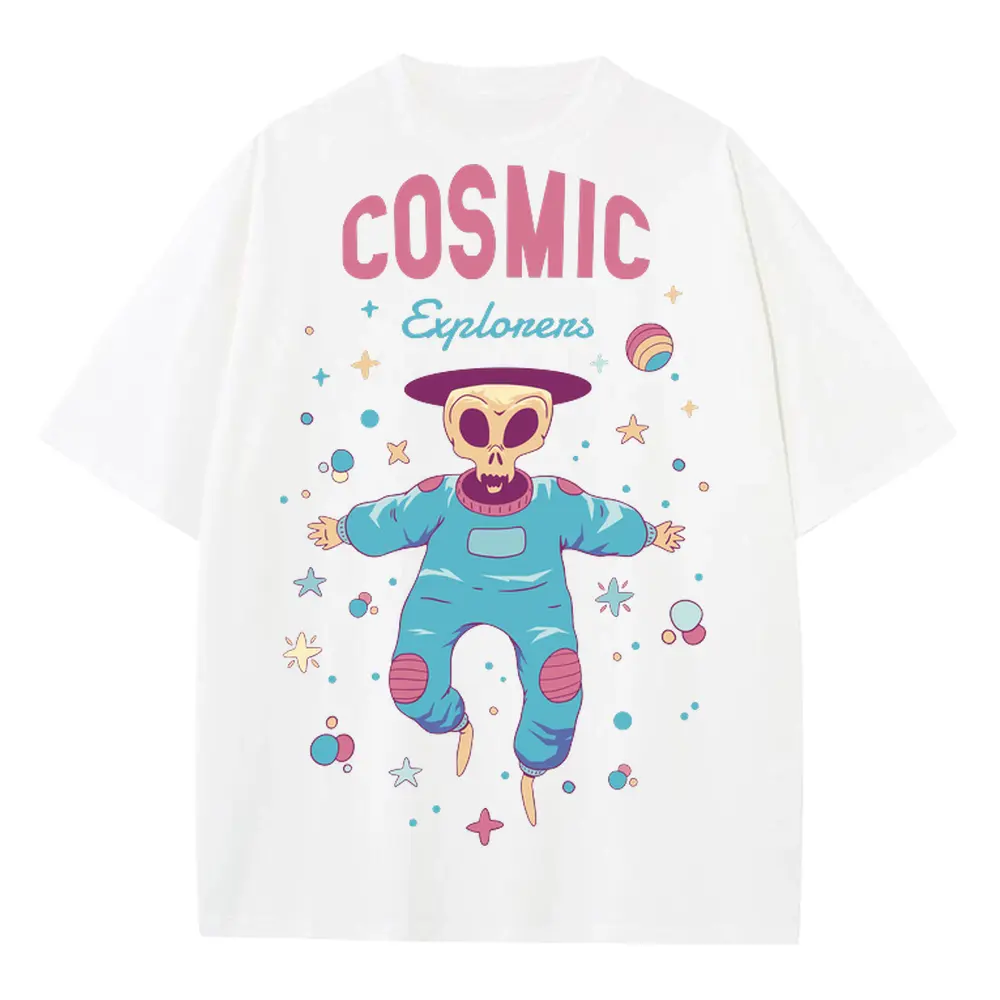 Spaceanimals B Heavyweight Oversized White Graphic Tee