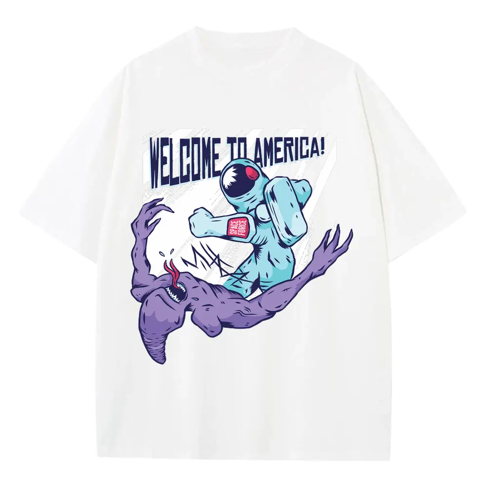 Welcome To America Heavyweight Oversized White Graphic Tee