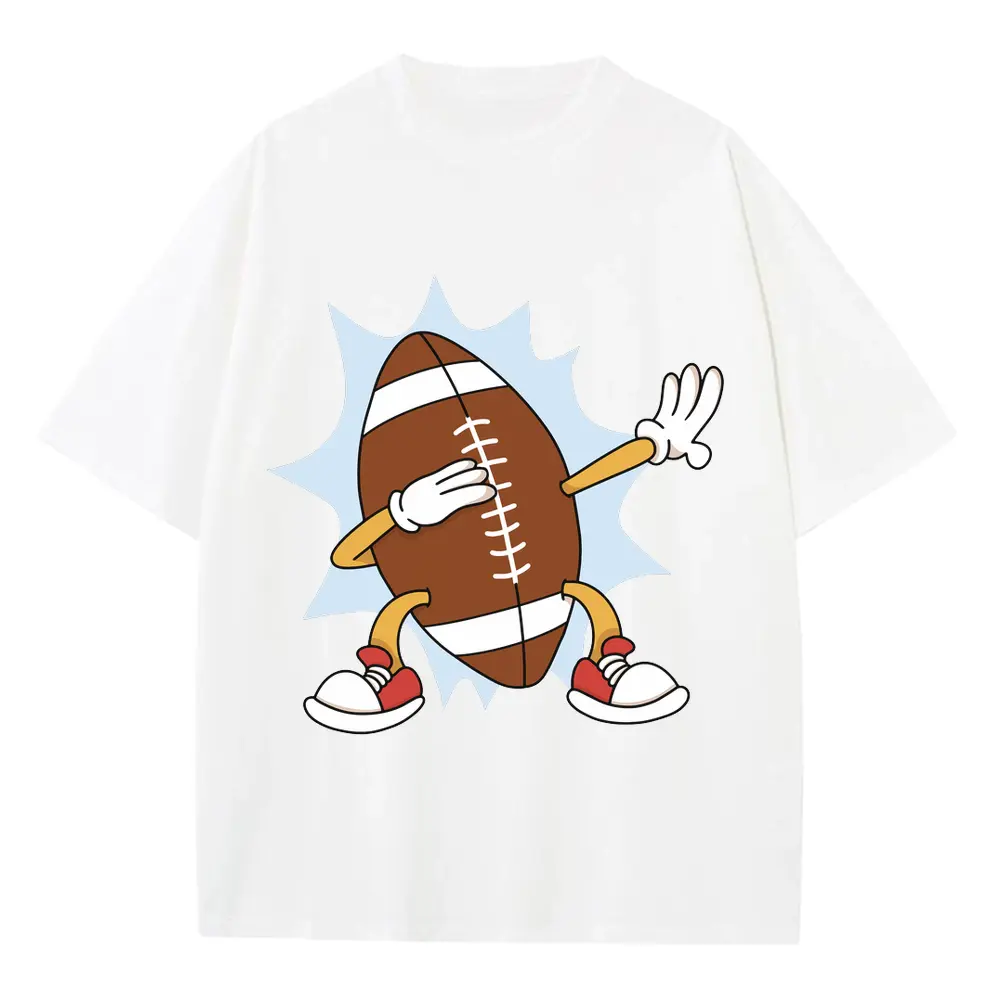 American Football Dabbing Heavyweight Oversized White Graphic Tee