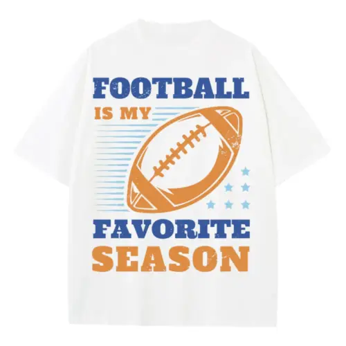 American Football Favorite Season Heavyweight Oversized White Graphic Tee