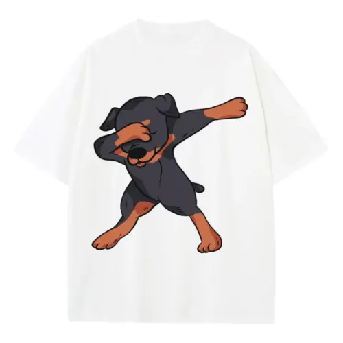 2558 Dab Rottweiler Heavyweight Oversized White Graphic Tee