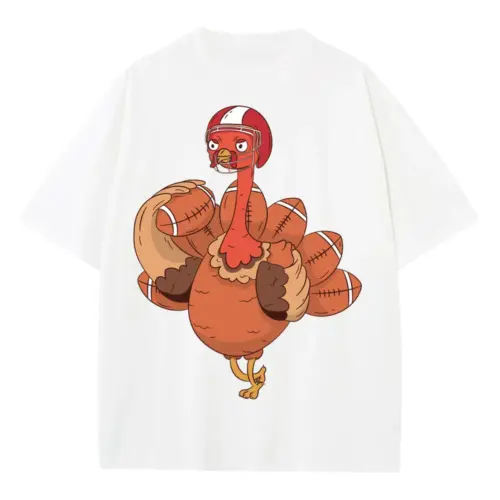 American Football Turkey Heavyweight Oversized White Graphic Tee