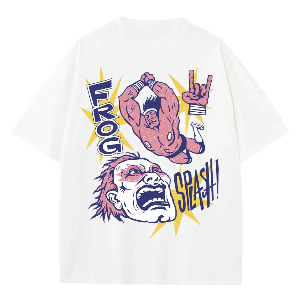 American Wrestling C Heavyweight Oversized White Graphic Tee